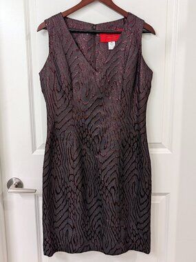 B Michael America Red Collection Metallic Burgundy Sheath Dress